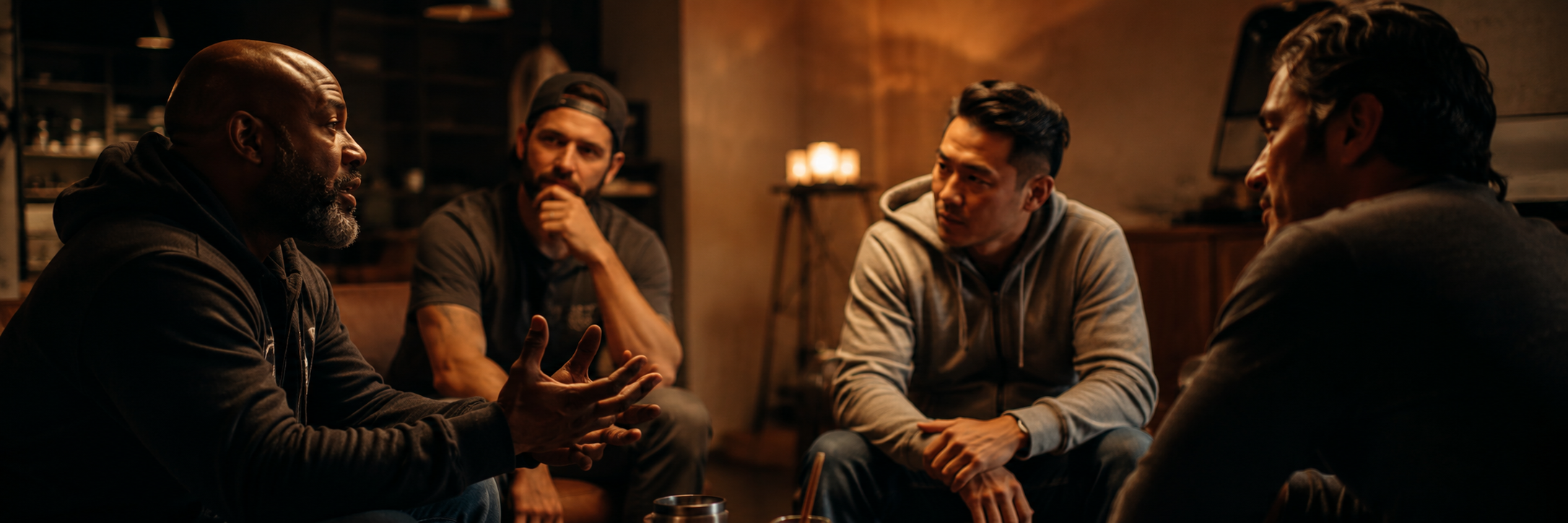 Men gathered together in conversation